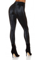 Sexy hoge taille thermische leggings met slangen-print zwart